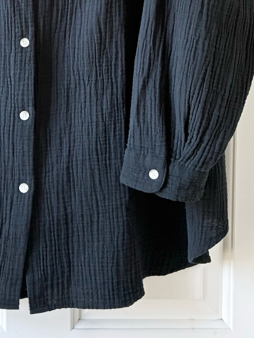 J. Jill Gauze Cotton Button-Up Shirt Textured Long Sleeve Black Size 3X - Picture 5 of 12